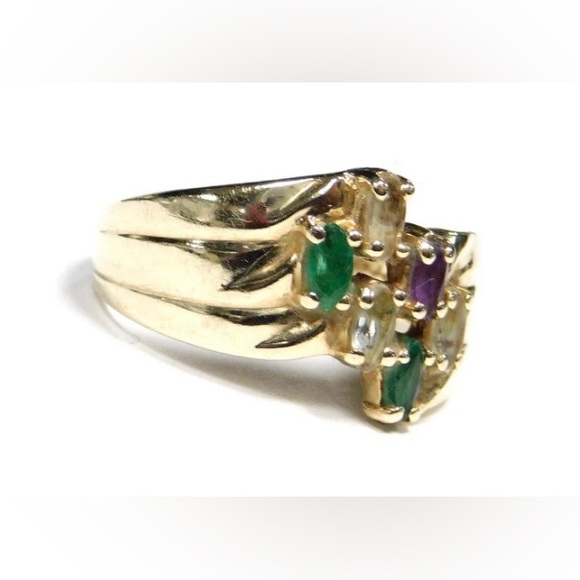 Vintage 10K Gold Ring with Assorted Stones - Size 5 - Picture 3 of 5